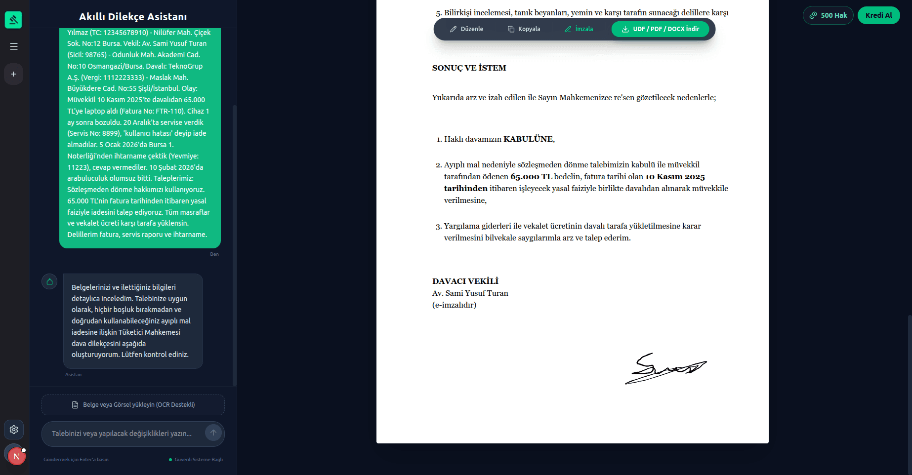 Akıllı Dilekçe Uygulama Ekranı